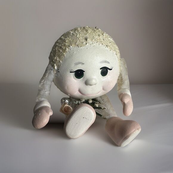 Vintage Snowball Shelf Sitter Figurine Noggins Anthropomorphic Christmas - Picture 1 of 13